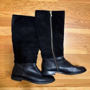 Suede and Leather Knee-Length Boots